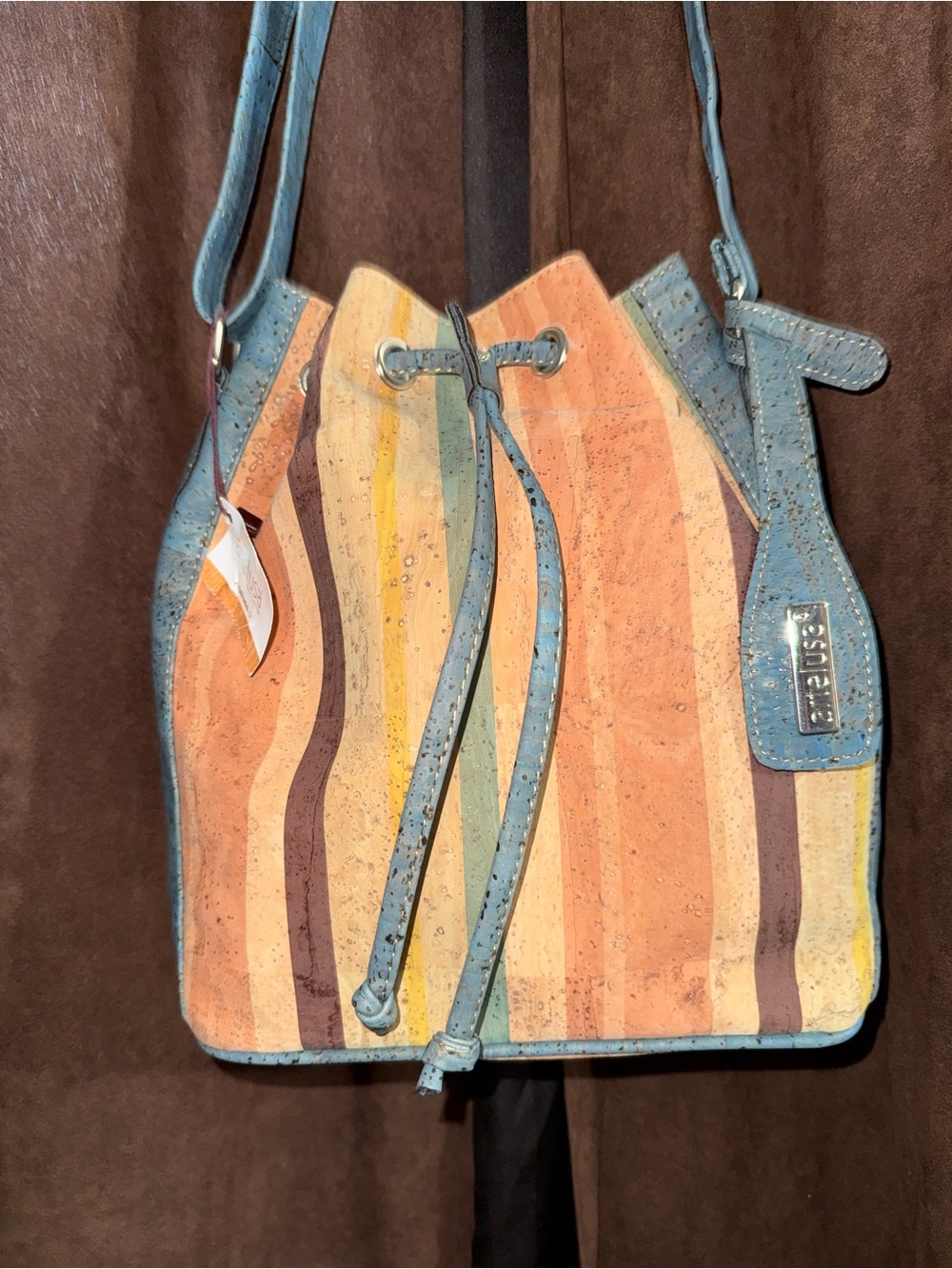 Artelusa Artelusa 100% Natural Beige Vegan Cork Shoulder Bag 28x26x14cm